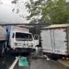 Acidente entre carreta e caminhões interdita a BR-040, em Petrópolis