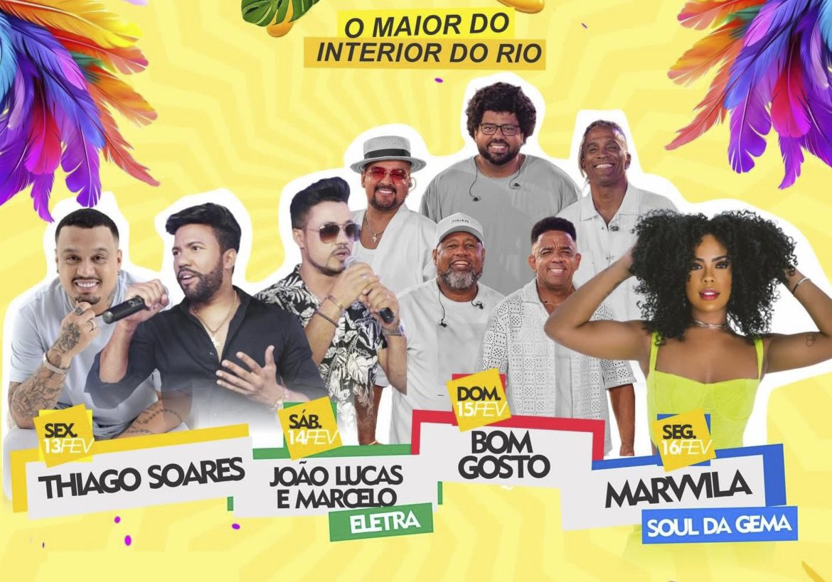 Carnaval de Três Rios tem João Lucas e Marcelo, Bom Gosto e Marvvila