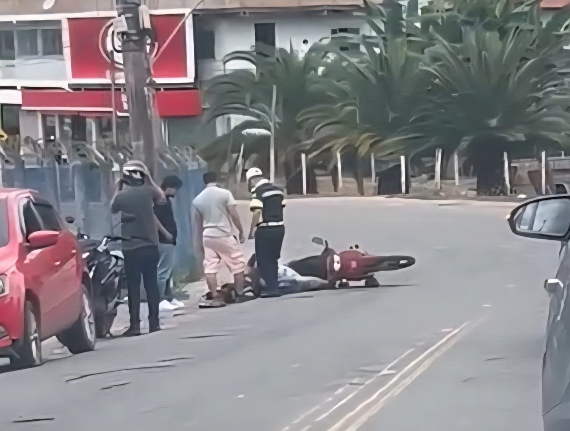 Acidente de moto é registrado no Brucussu, perto do Ginásio Municipal, em São José